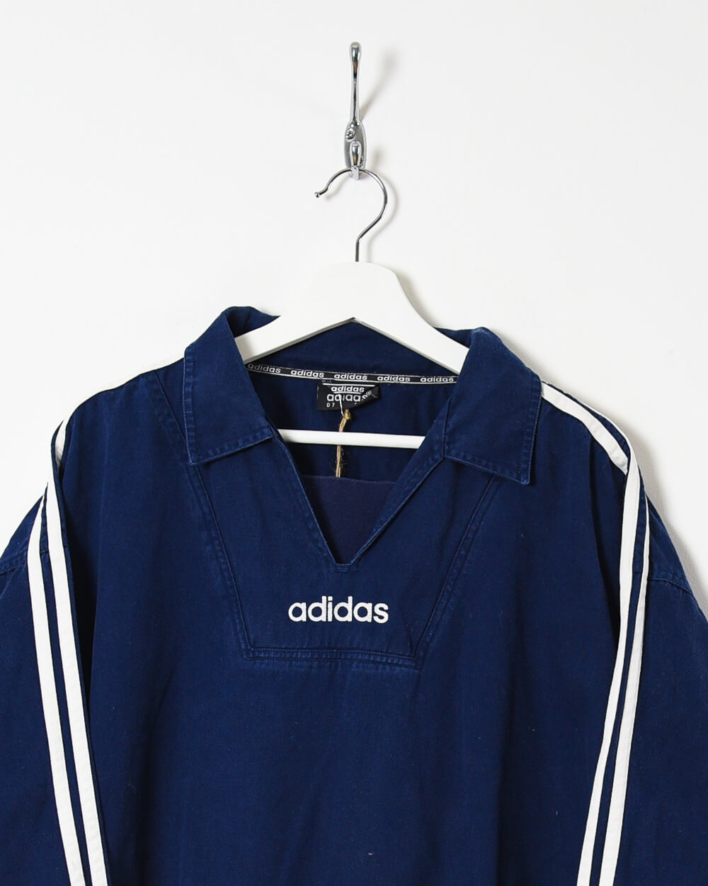 Vintage 90s Cotton Navy Adidas Drill Pullover Jacket - Large