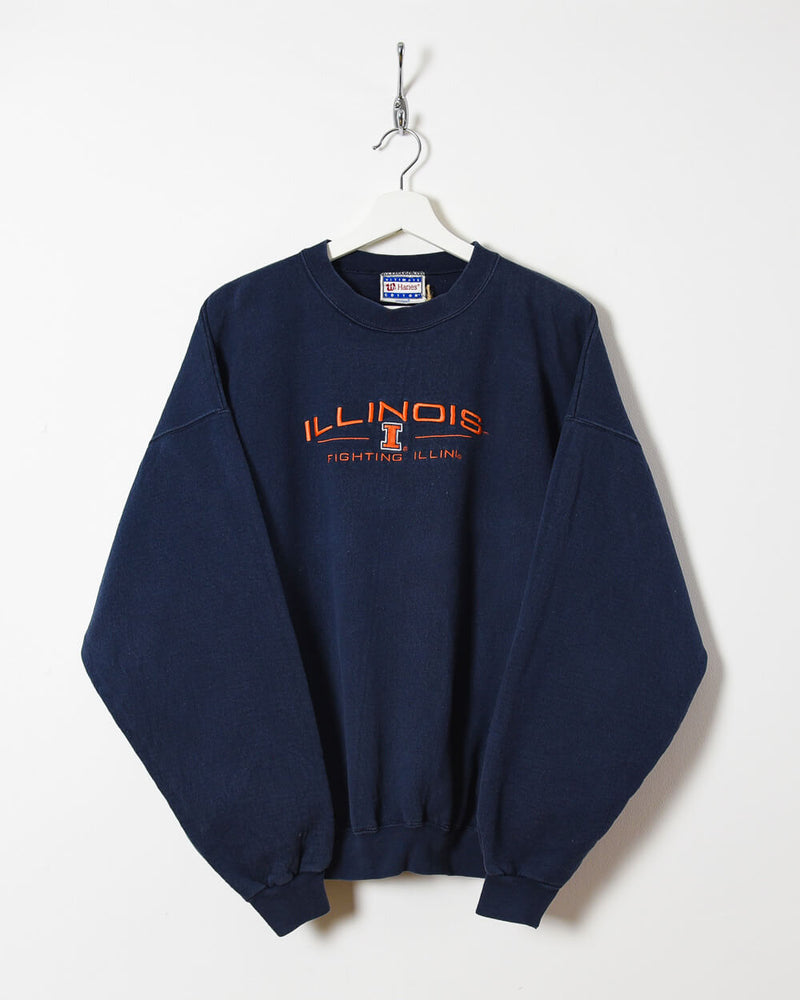 Hanes Illinois Fighting Sweatshirt - Large - Domno Vintage 90s, 80s, 00s Retro and Vintage Clothing 