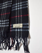 Navy Burberry Merino Wool Scarf