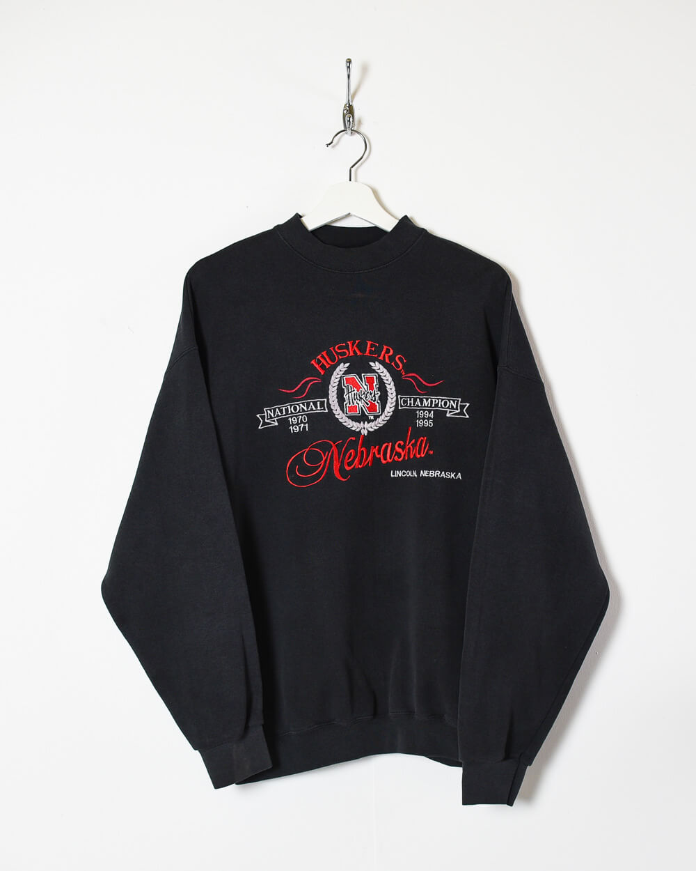 Black Logo Athletic Huskers Nebraska National Champion Sweatshirt - Medium