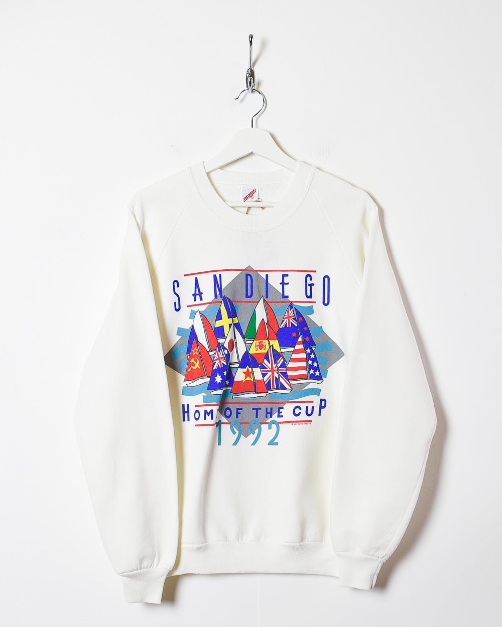 White San Diego Sailing Home Of The Cup 1992 Graphic Sweatshirt - Medium