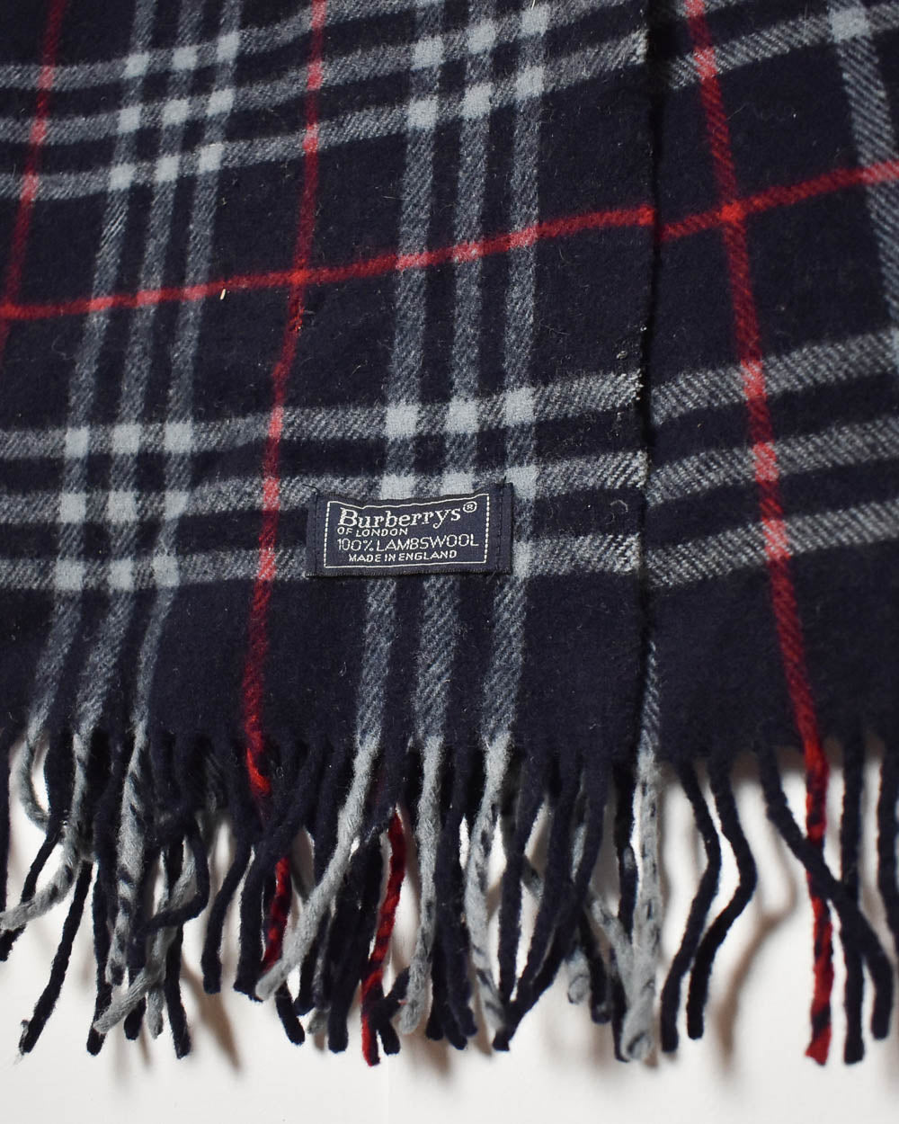 Navy Burberry Lambswool Scarf