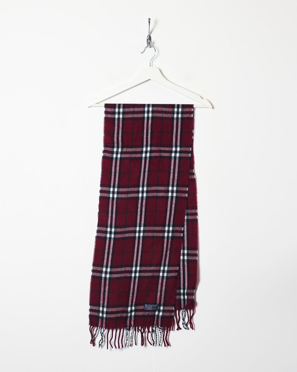 Maroon Burberry Cashmere Wool Scarf