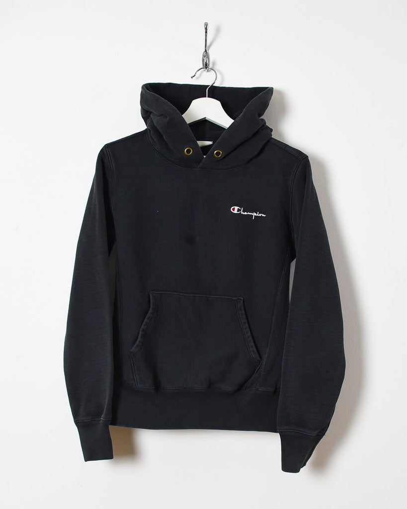 Vintage 10s+ Cotton Plain Black Champion Reverse Weave Hoodie - X