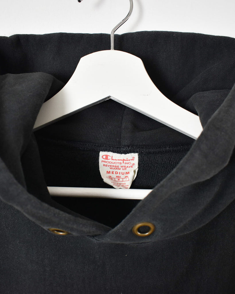 Vintage 10s+ Cotton Plain Black Champion Reverse Weave Hoodie - X