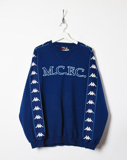 Vintage 90s Navy Kappa Manchester FC Sweatshirt - Large Cotton– Domno Vintage