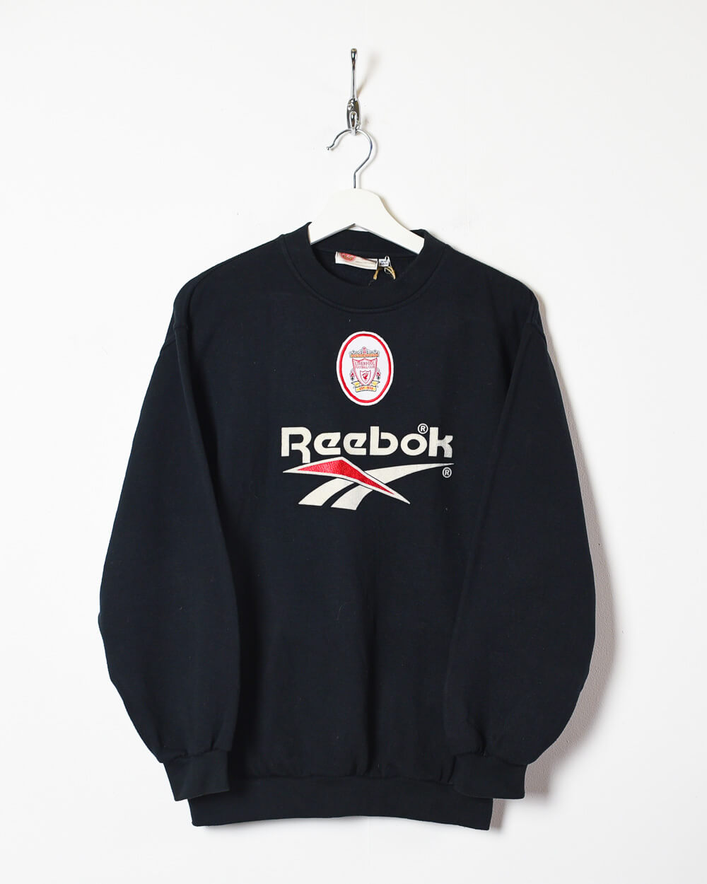 Vintage 90s Black Reebok Liverpool 1996 97 Sweatshirt Small Cotton mix Domno Vintage