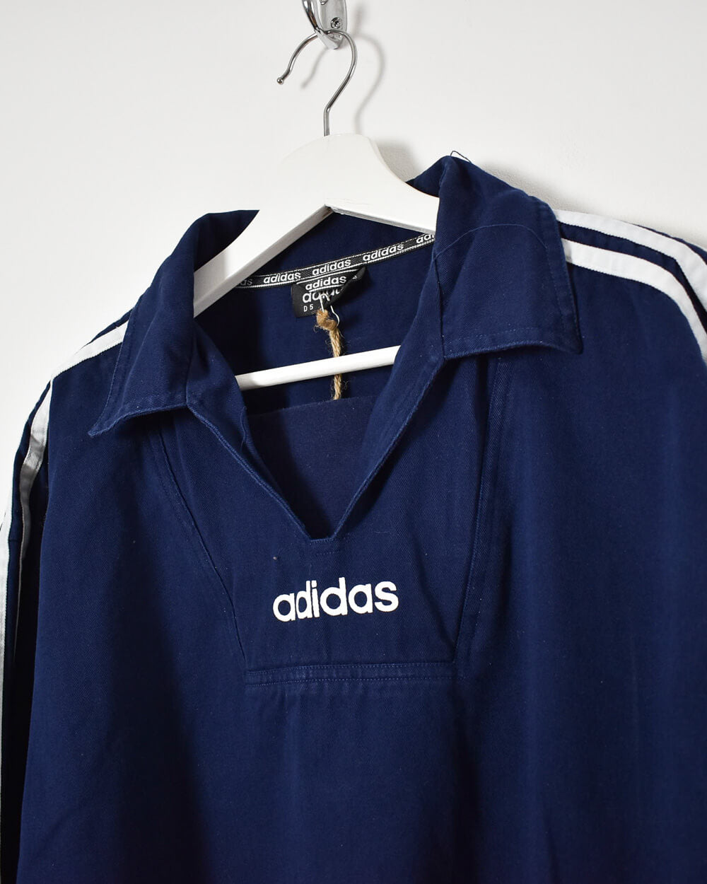 Vintage 90s Cotton Navy Adidas Drill Pullover Jacket - Medium