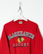 Red Black Hawks Hockey Sweatshirt - X-Large