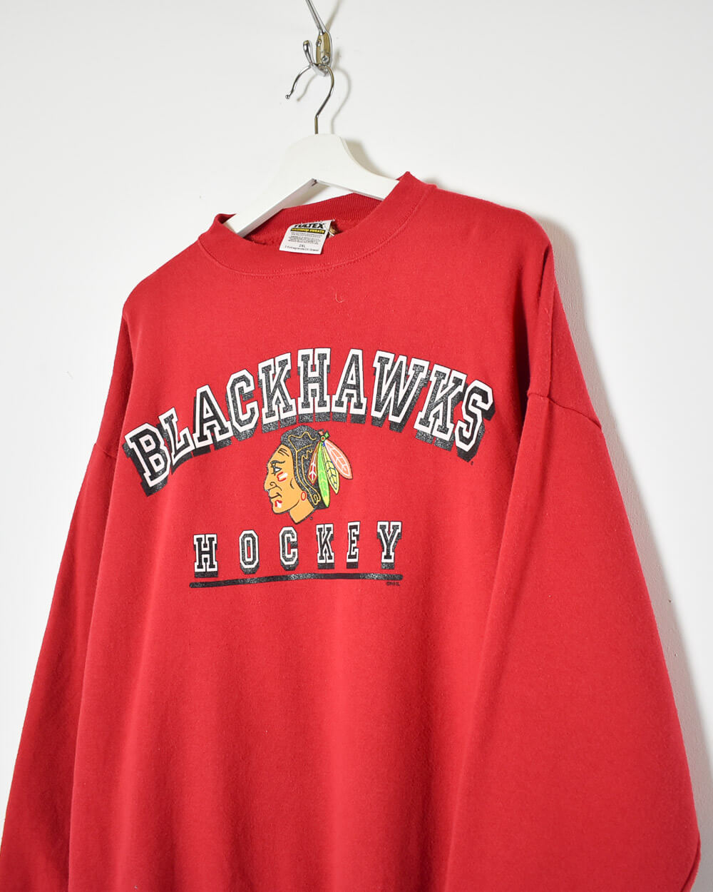 Red Black Hawks Hockey Sweatshirt - X-Large