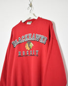 Red Black Hawks Hockey Sweatshirt - X-Large