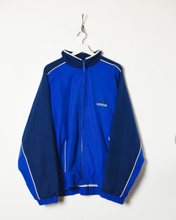 Vintage 90s Blue Adidas Windbreaker Jacket - Large Polyester