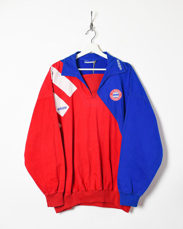 Red Adidas Bayern Munich 1991/93 Drill Pullover Jacket - Large