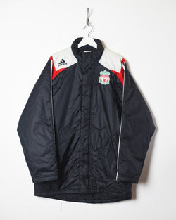 Vintage 00s Black Adidas Liverpool Long Coat - Small Polyester
