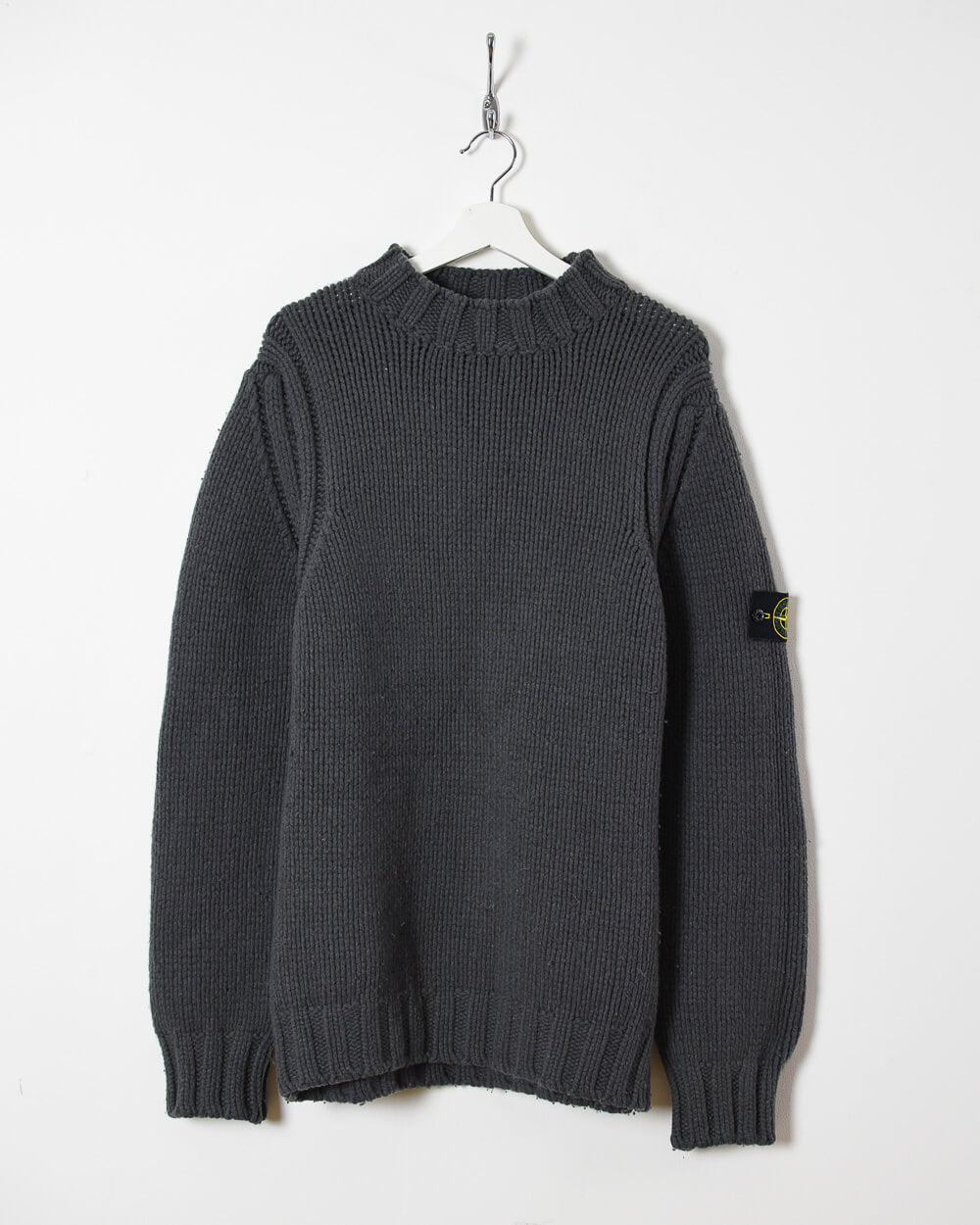 Vintage 90s Wool Plain Grey Stone Island 90s Woollen Heavy Knitted ...