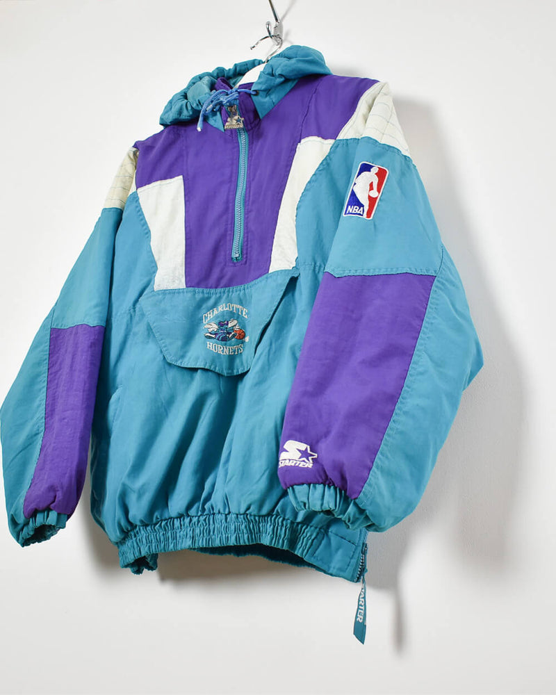 Vintage Starter - Charlotte Hornets Hooded Pullover Jacket 1990s Large