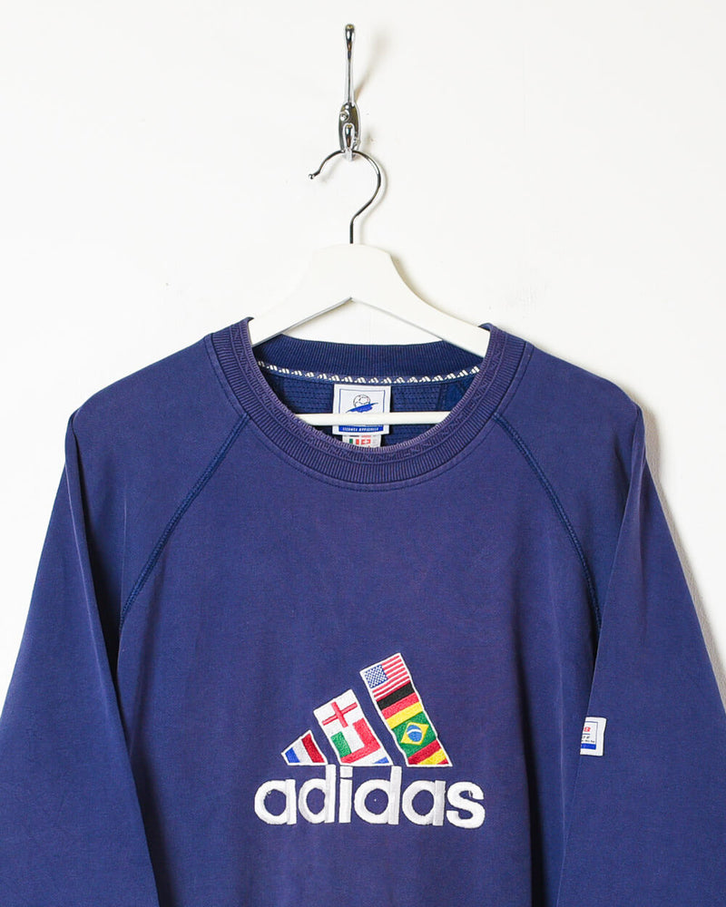 Vintage 90s Blue Adidas France 1998 Flag Sweatshirt - X-Large