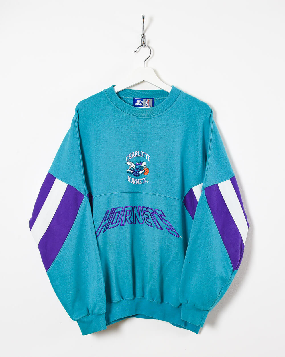 Vintage 90s Cotton Mix Colour Block Blue Starter Charlotte Hornets