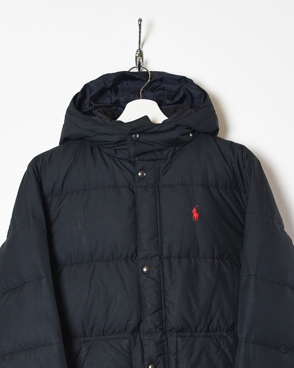 Black Polo Ralph Lauren Women's Hooded Puffer Jacket - Large