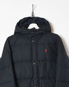 Black Polo Ralph Lauren Women's Hooded Puffer Jacket - Large