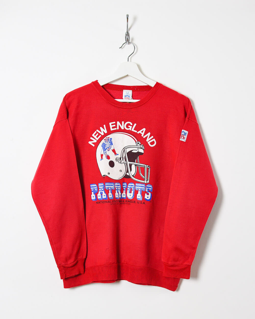 Vintage 80s Cotton Mix Red NFL New England Patriots Sweatshirt Medium Domno Vintage