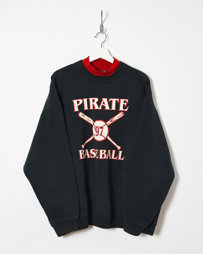 Vintage 90s Cotton Mix Black Lee Pirate Baseball 97 Sweatshirt - X