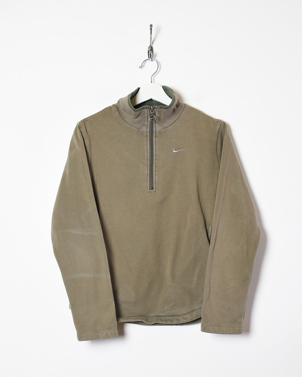 Khaki Nike Women's 1/4 Zip Sweatshirt - Medium