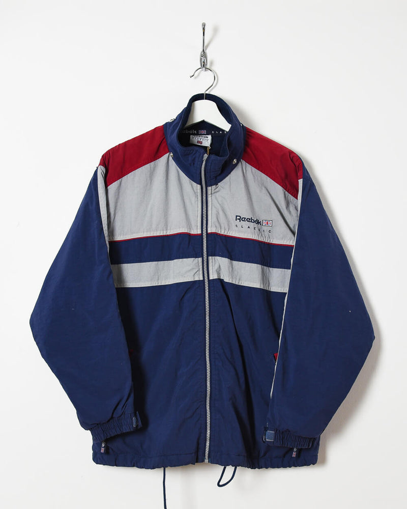 Colour-Block Navy Reebok Classic Fleece Lined Windbreaker Jacket - Large– Domno Vintage