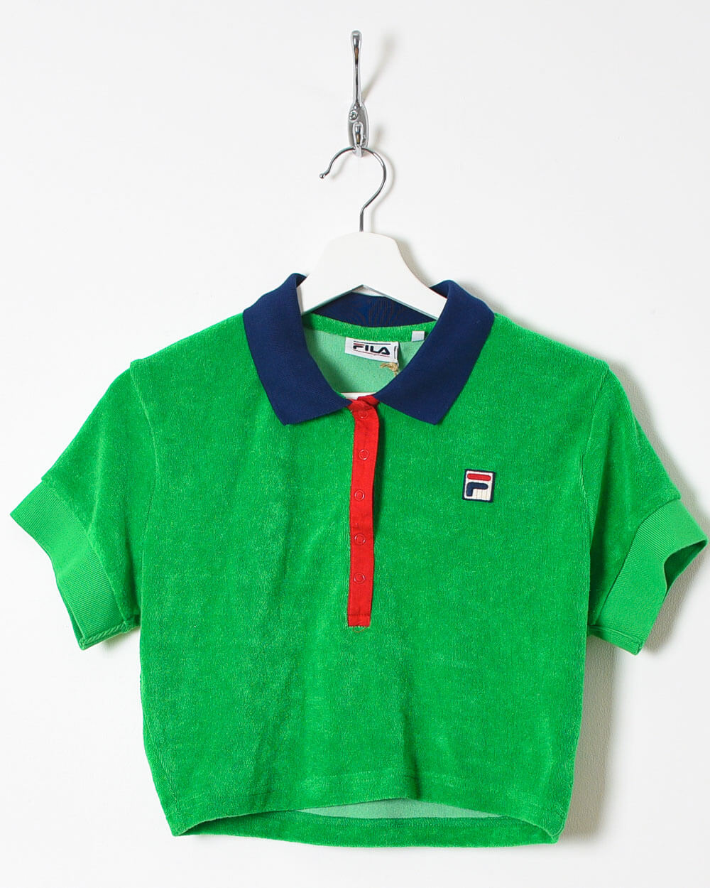 Fila Women's Velour Crop Polo Shirt - Small - Domno Vintage 90s, 80s, 00s Retro and Vintage Clothing 