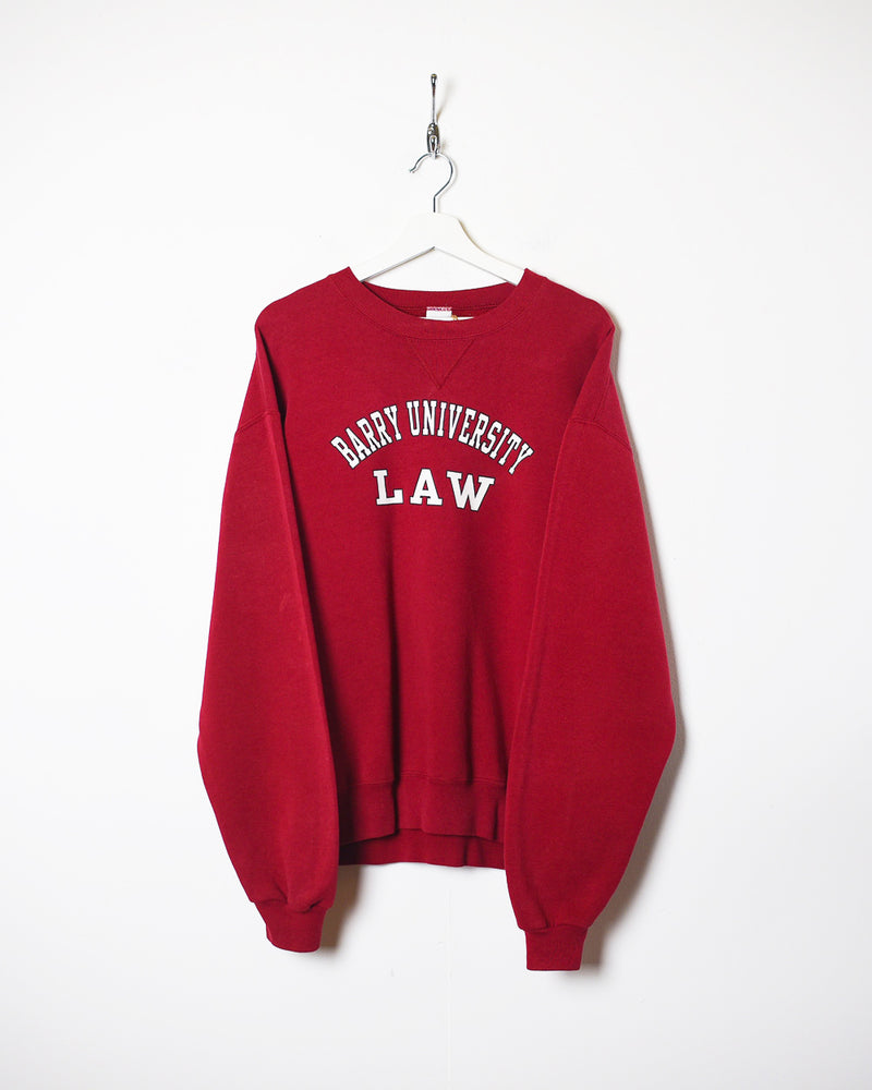 Vintage 90s Red Barry University Law Sweatshirt Medium Cotton