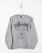 Stussy New York Los Angeles Tokyo London Paris Sweatshirt - Small - Domno Vintage 90s, 80s, 00s Retro and Vintage Clothing 