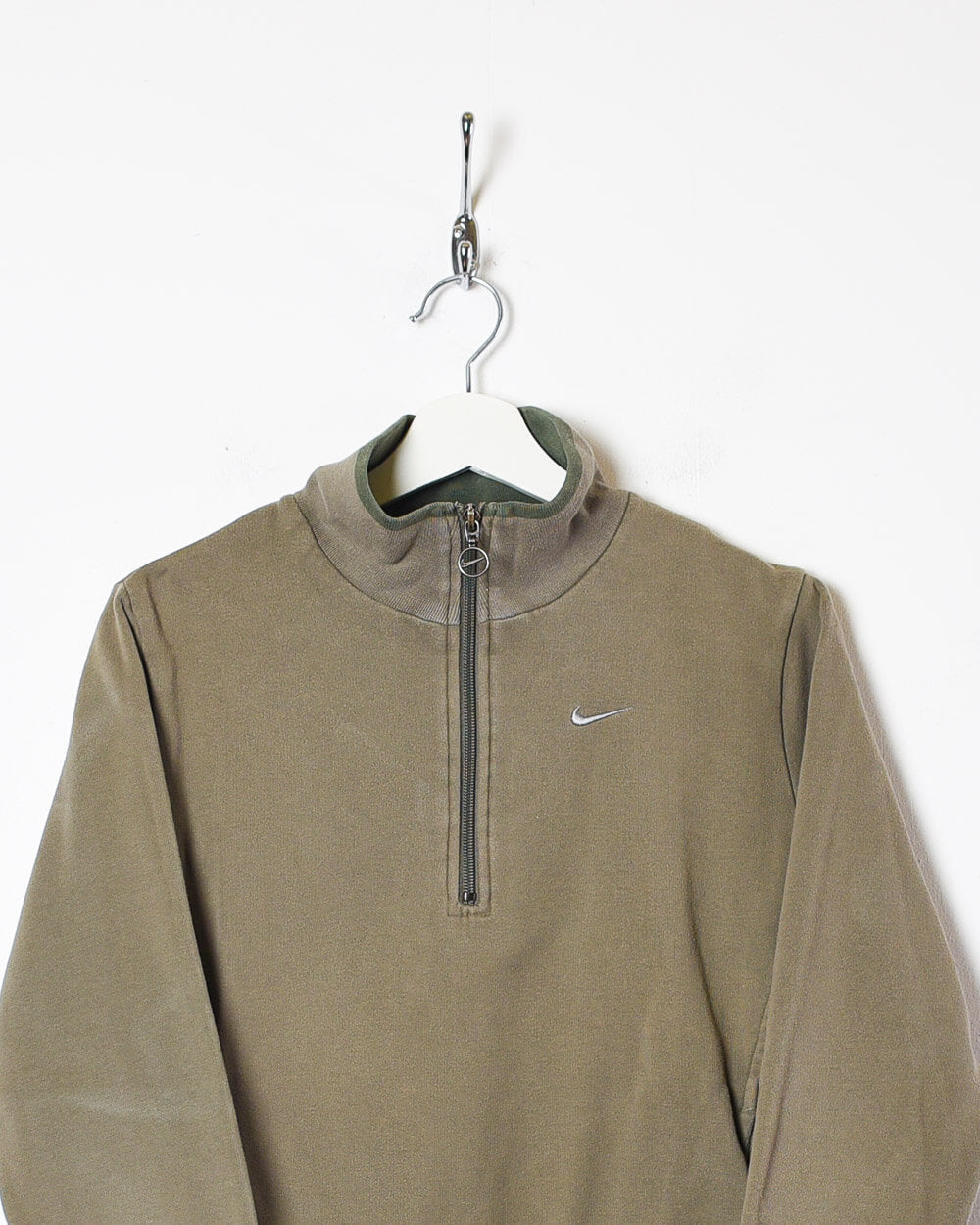 Khaki Nike Women's 1/4 Zip Sweatshirt - Medium