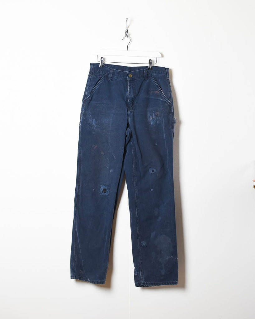 Vintage s Navy Carhartt Distressed Carpenter Jeans   W L