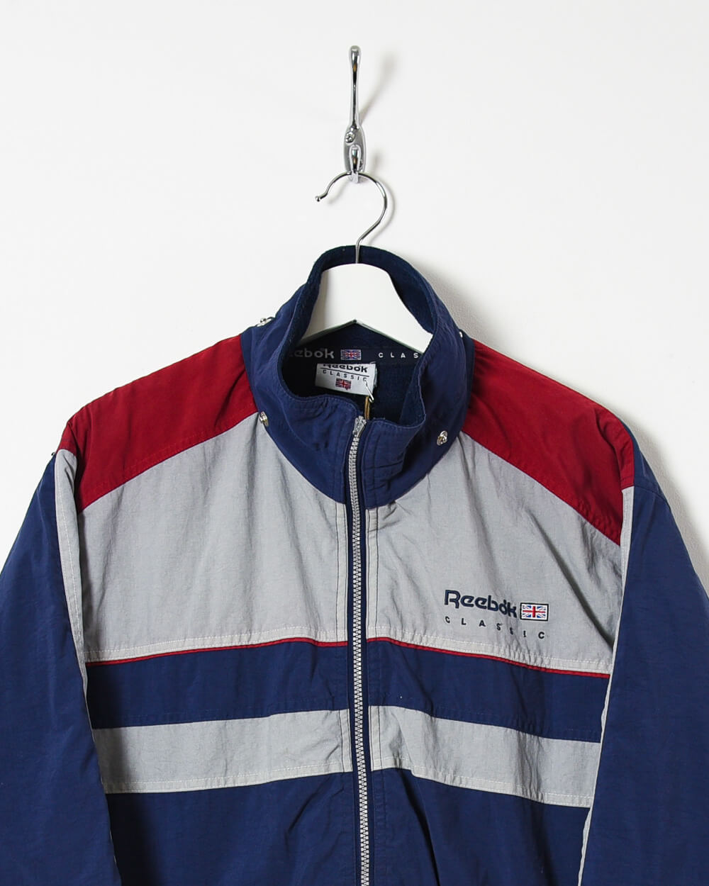 Vintage 00s Nylon Colour Block Navy Reebok Classic Fleece Lined Windbreaker Jacket Large Domno Vintage