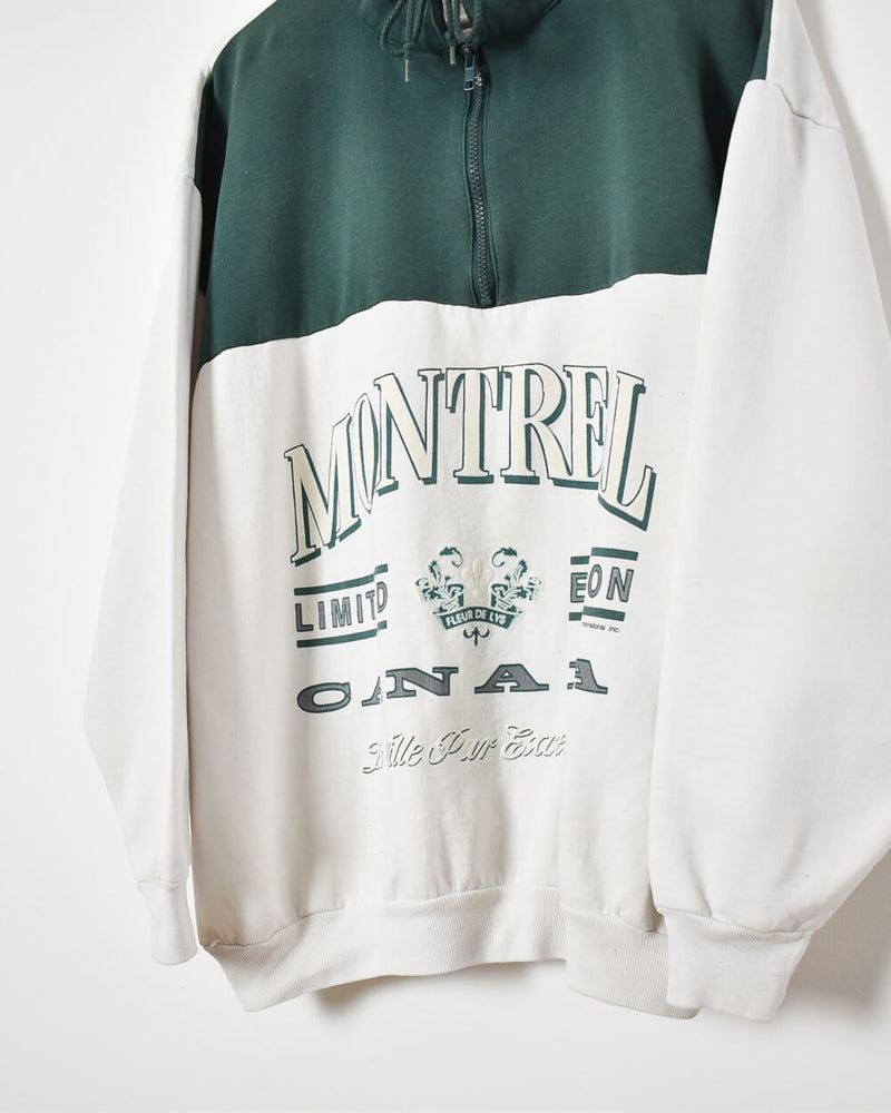 Montreal Canada 1/4 Zip Sweatshirt - Large - Domno Vintage 90s, 80s, 00s Retro and Vintage Clothing 