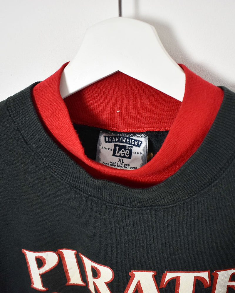 Vintage 90s Cotton Mix Black Lee Pirate Baseball 97 Sweatshirt - X