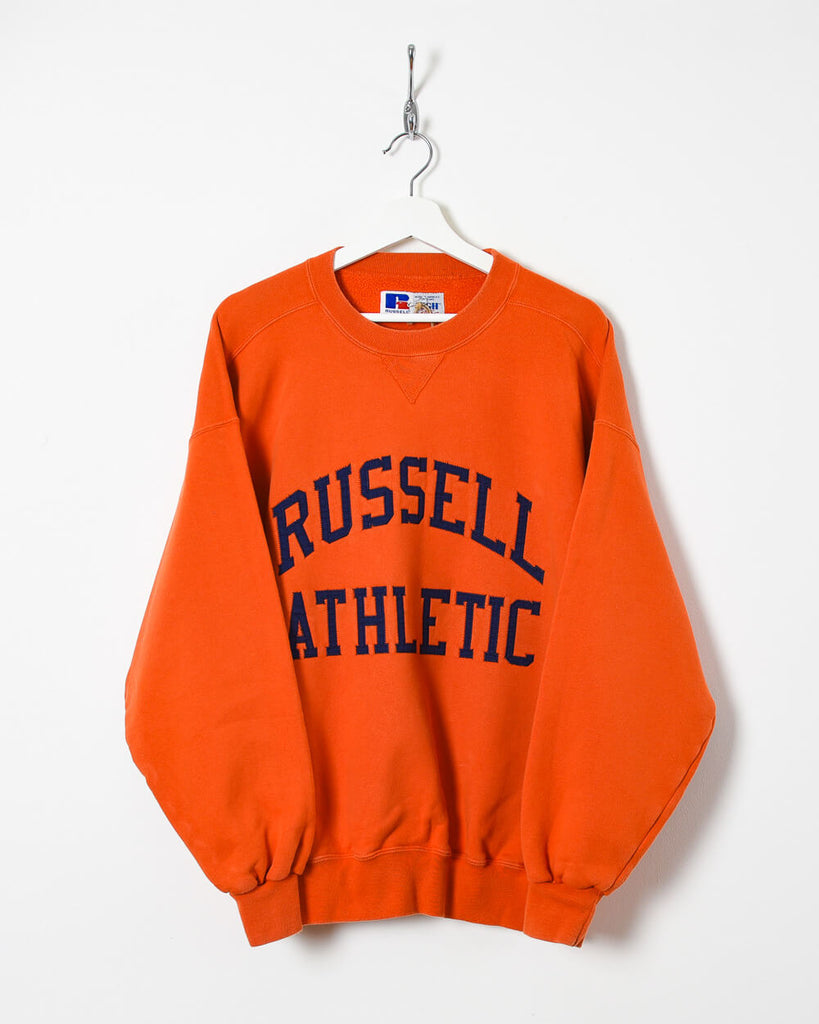 Vintage 90s Cotton Orange Athletic - Russell Vintage Sweatshirt Domno Large–