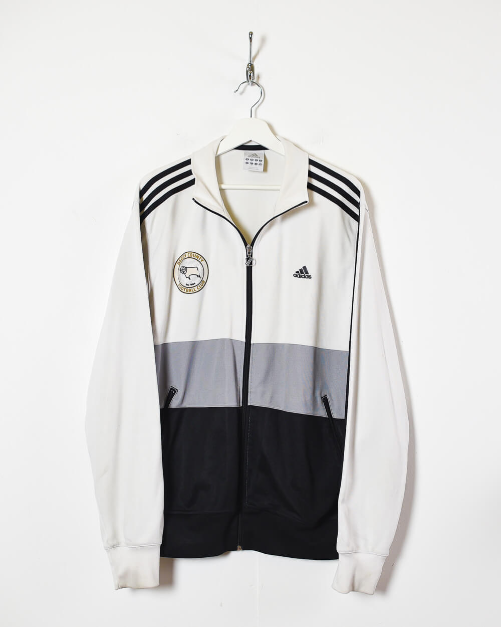White Adidas Derby County Tracksuit Top - X-Large