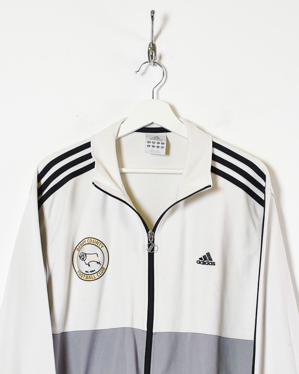 White Adidas Derby County Tracksuit Top - X-Large