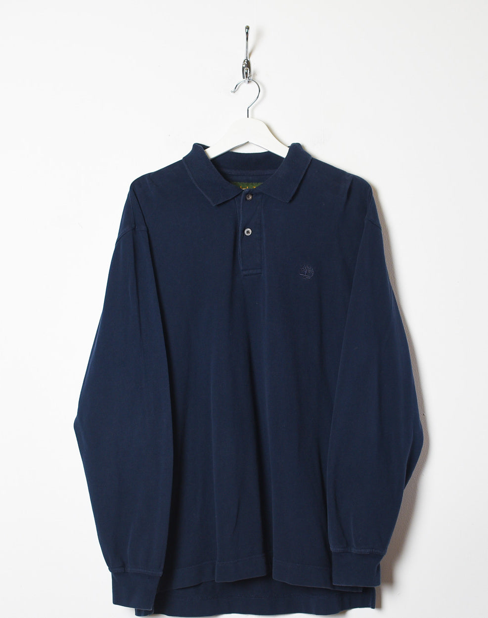Navy Timberland Long Sleeved Polo Shirt - Medium