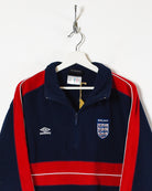 Navy Umbro 2000/01 England 1/4 Zip Fleece - Large