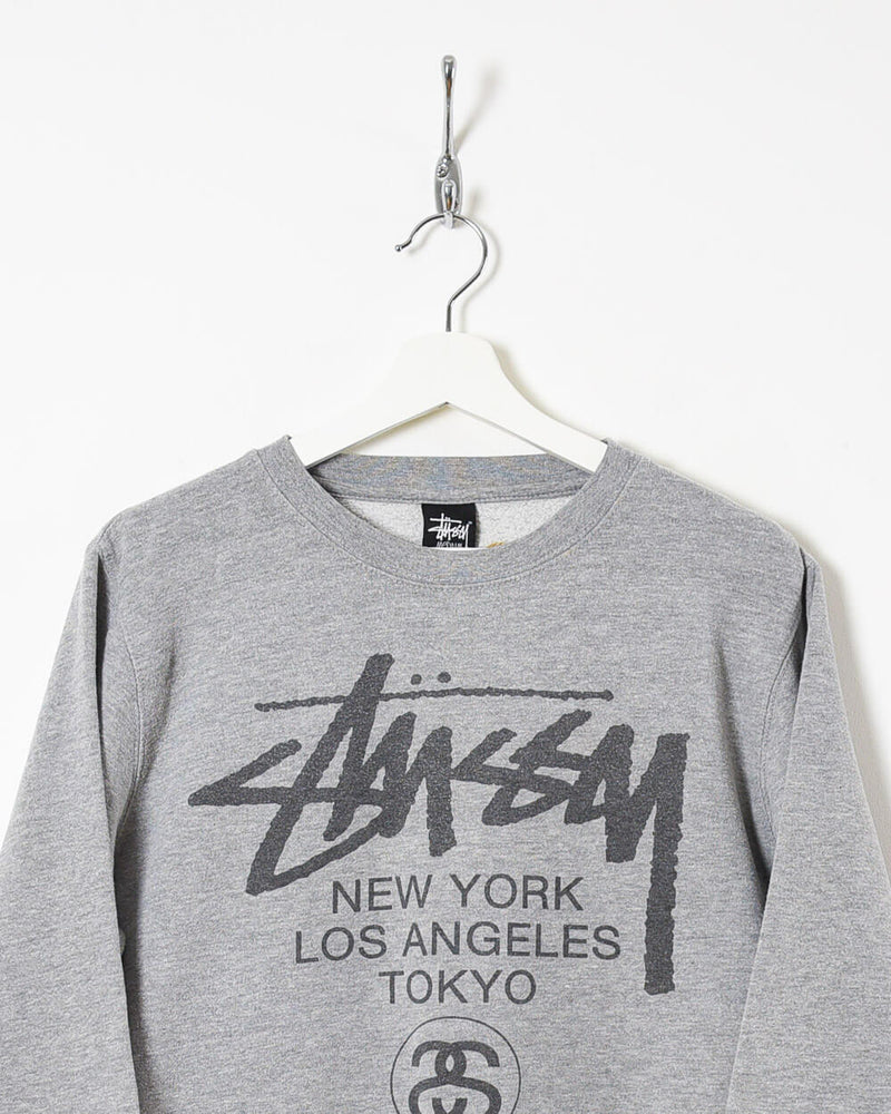 Stussy New York Los Angeles Tokyo London Paris Sweatshirt - Small - Domno Vintage 90s, 80s, 00s Retro and Vintage Clothing 