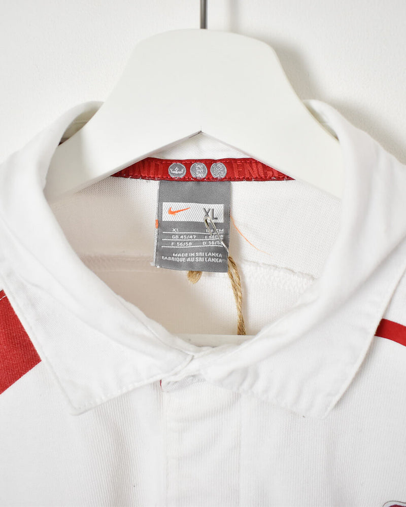 Vintage 00s Cotton Colour-Block White Nike England O2 Rugby Shirt