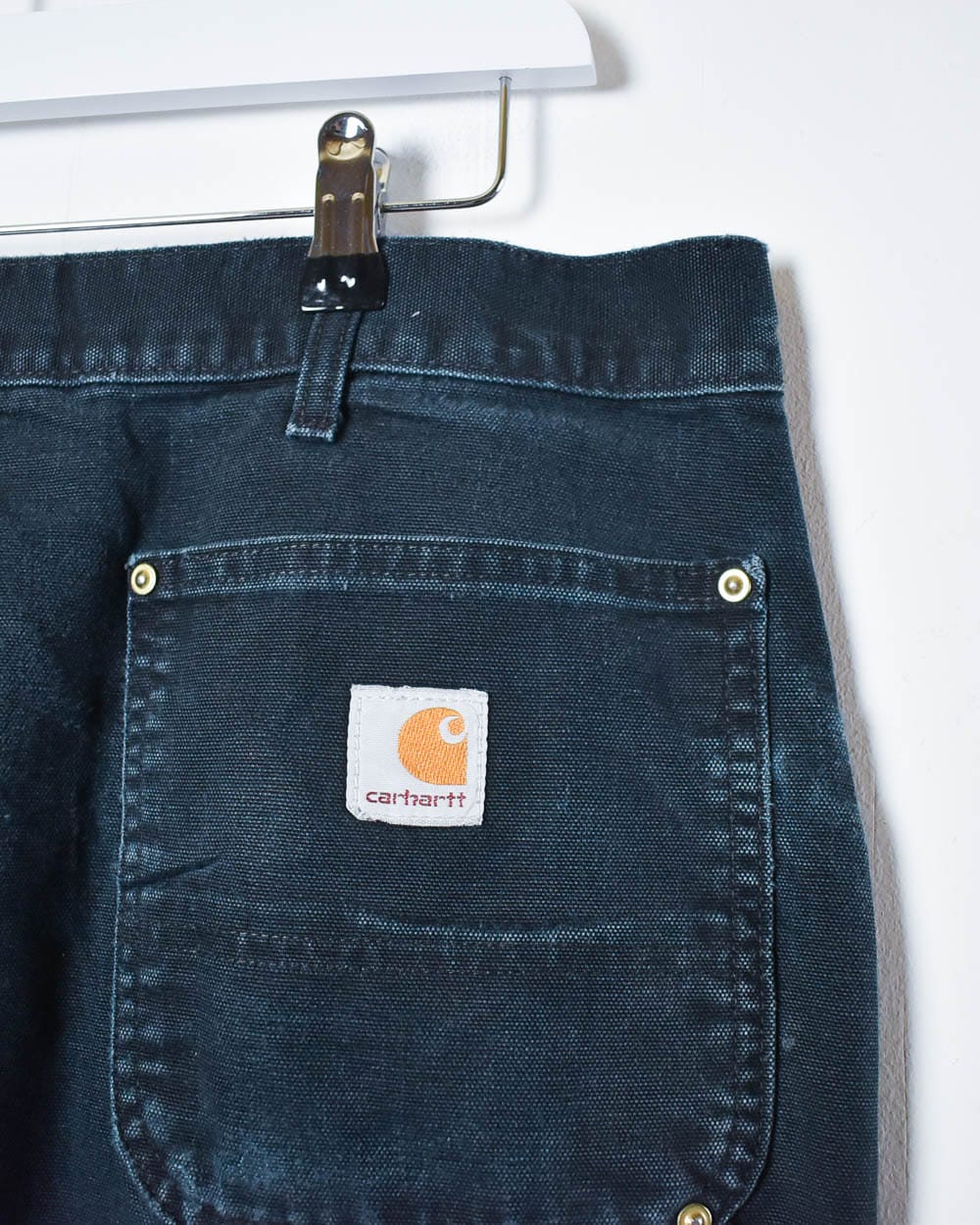 Black Carhartt Distressed Double Knee Carpenter Jeans - W38 L32