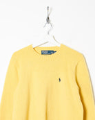 Yellow Ralph Lauren Women's Knitted Wool Fleece - Medium 