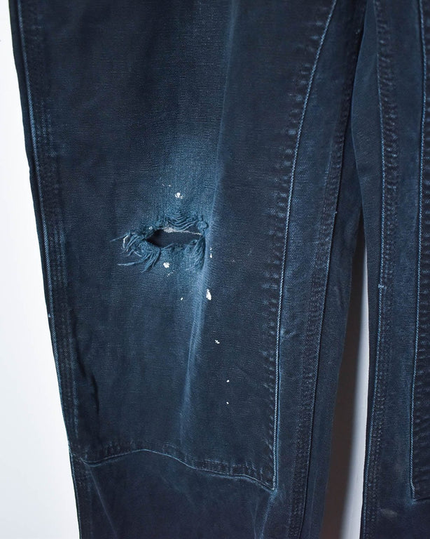 Black Carhartt Distressed Double Knee Carpenter Jeans - W38 L32