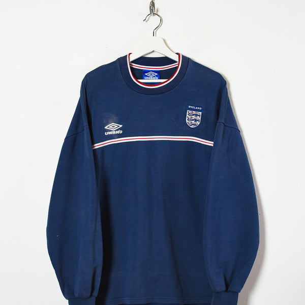 Vintage 00s Navy Umbro England 00s Sweatshirt - Large Cotton mix