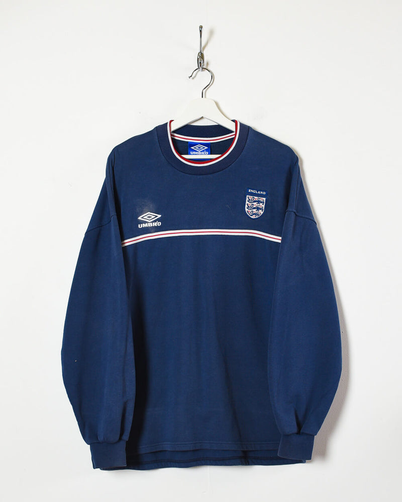 Vintage 00s Navy Umbro England 00s Sweatshirt - Large Cotton mix