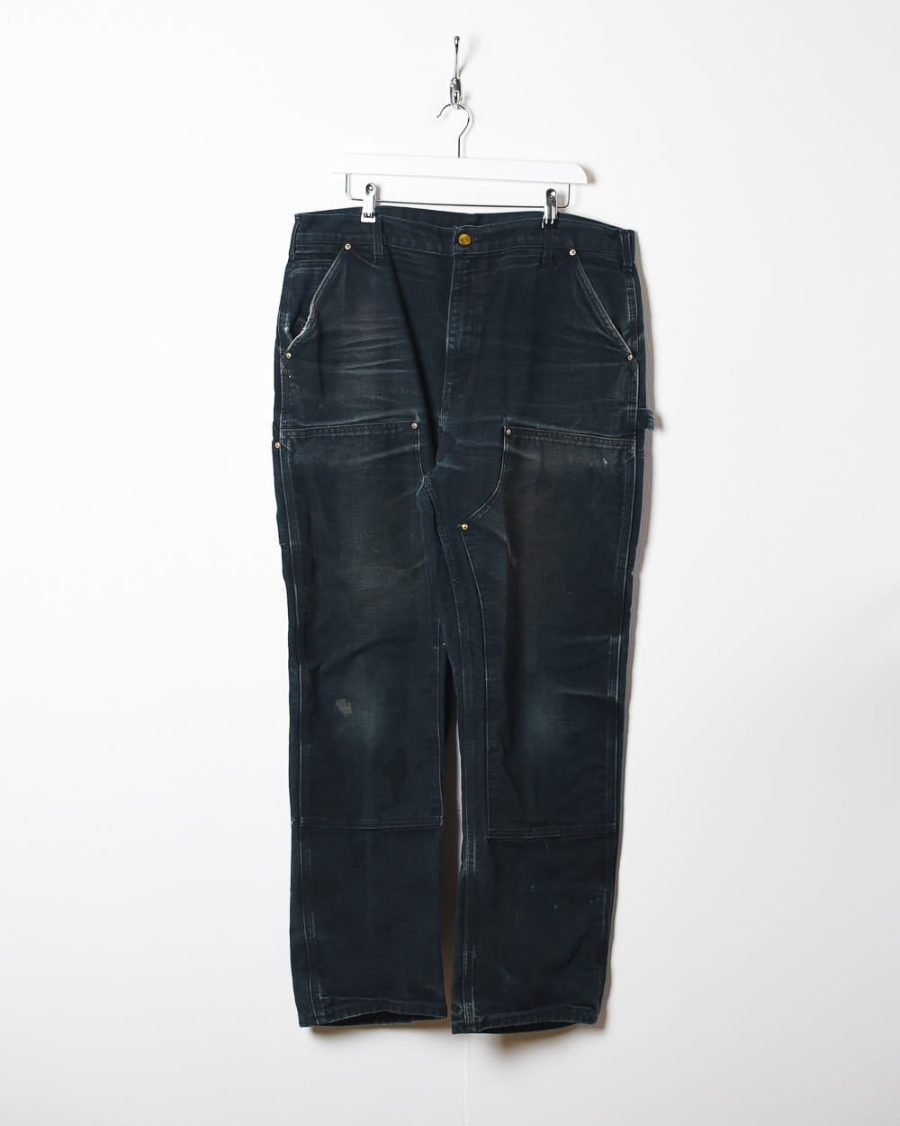 Black Carhartt Distressed Double Knee Carpenter Jeans - W38 L32