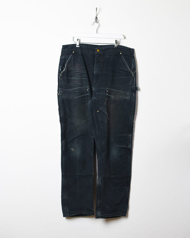 Black Carhartt Distressed Double Knee Carpenter Jeans - W38 L32